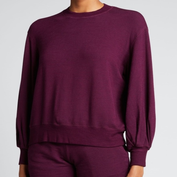 Monrow Supersoft Active Cut Out Back Sweatshirt‎ in Merlot - Picture 1 of 7